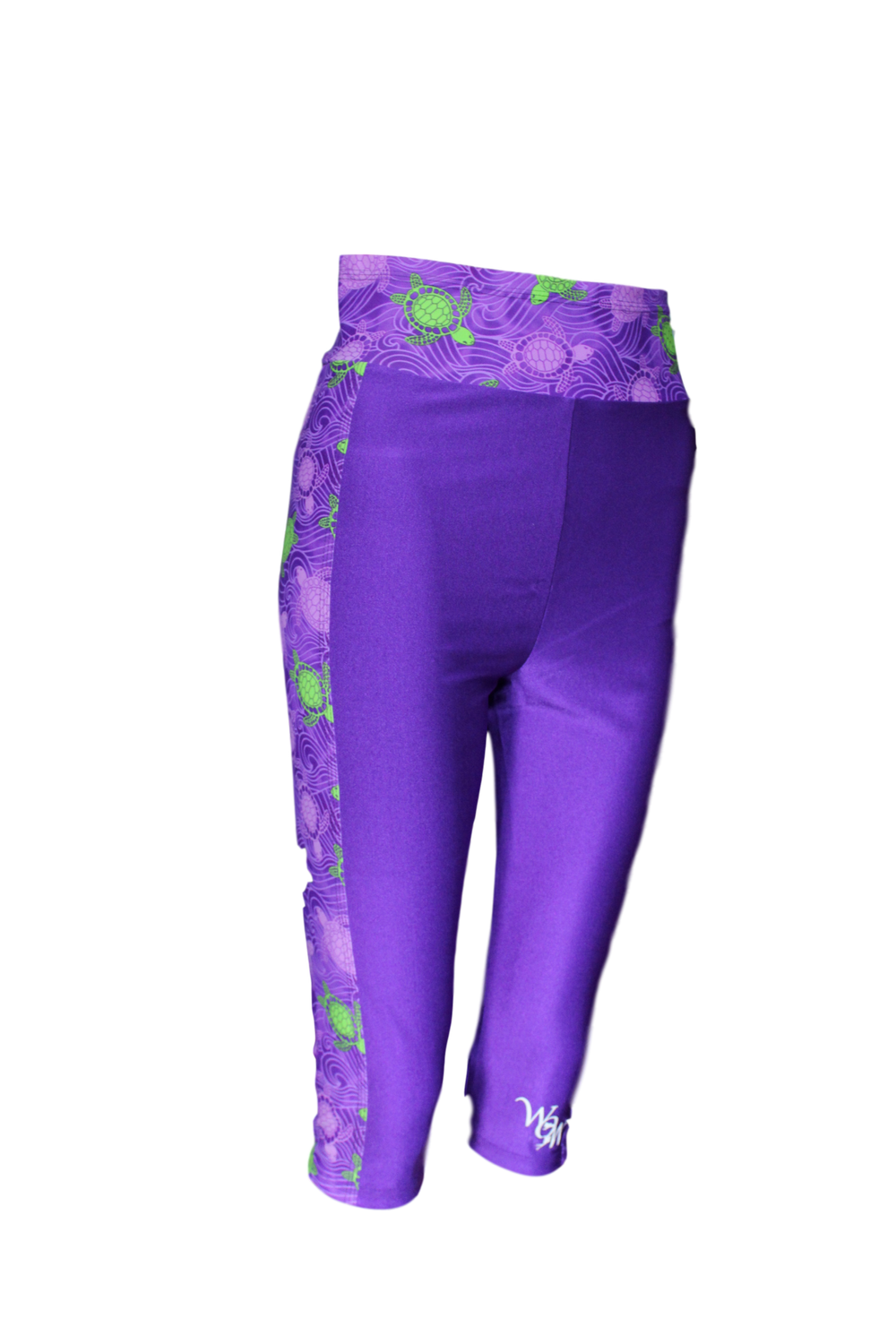 WOW Capri Pants - PURPLE/LIME TURTLES — Dive Buddy Original LLC